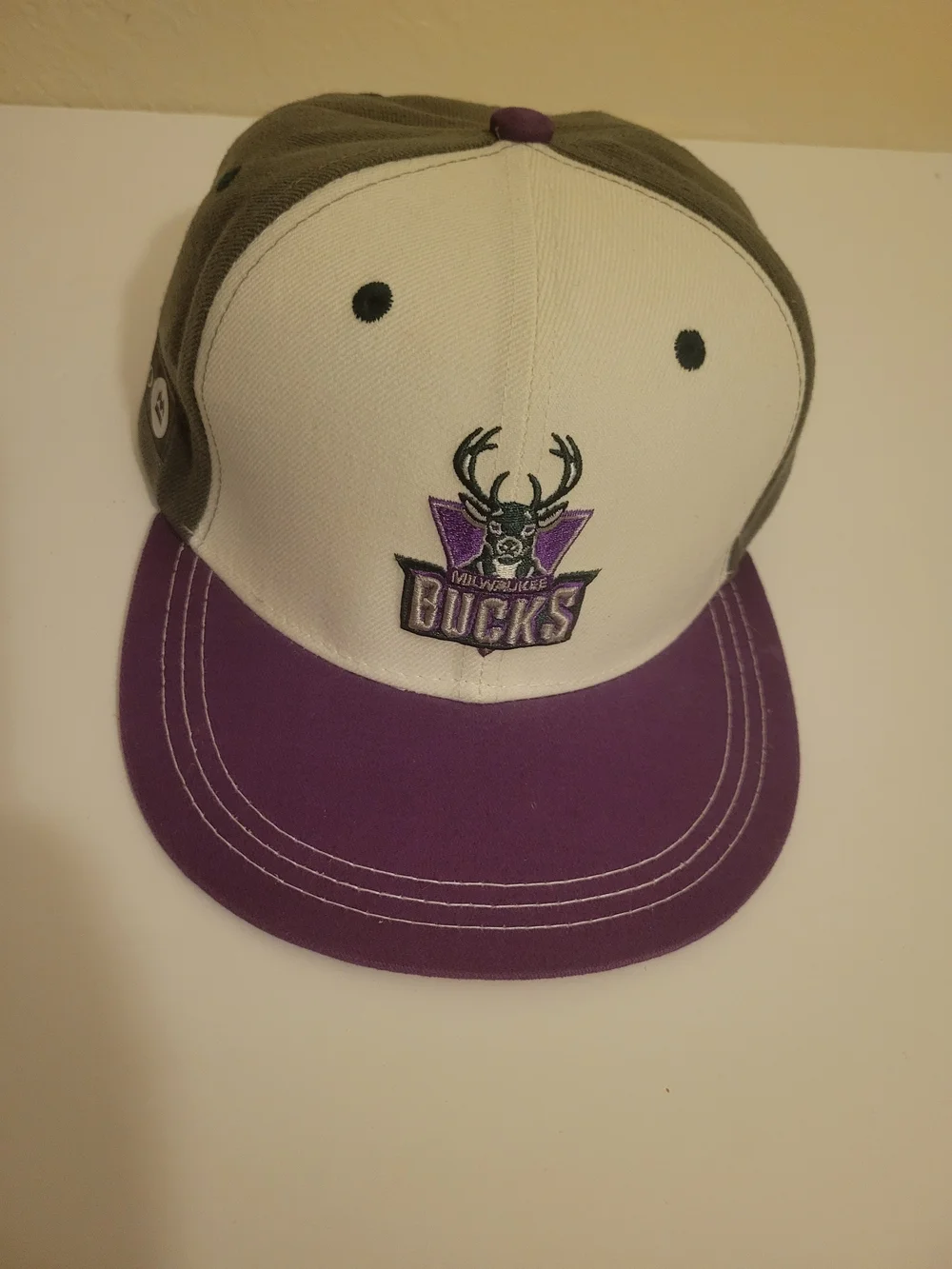 Milwaukee Bucks Purple and White Snapback Hat Adjustable